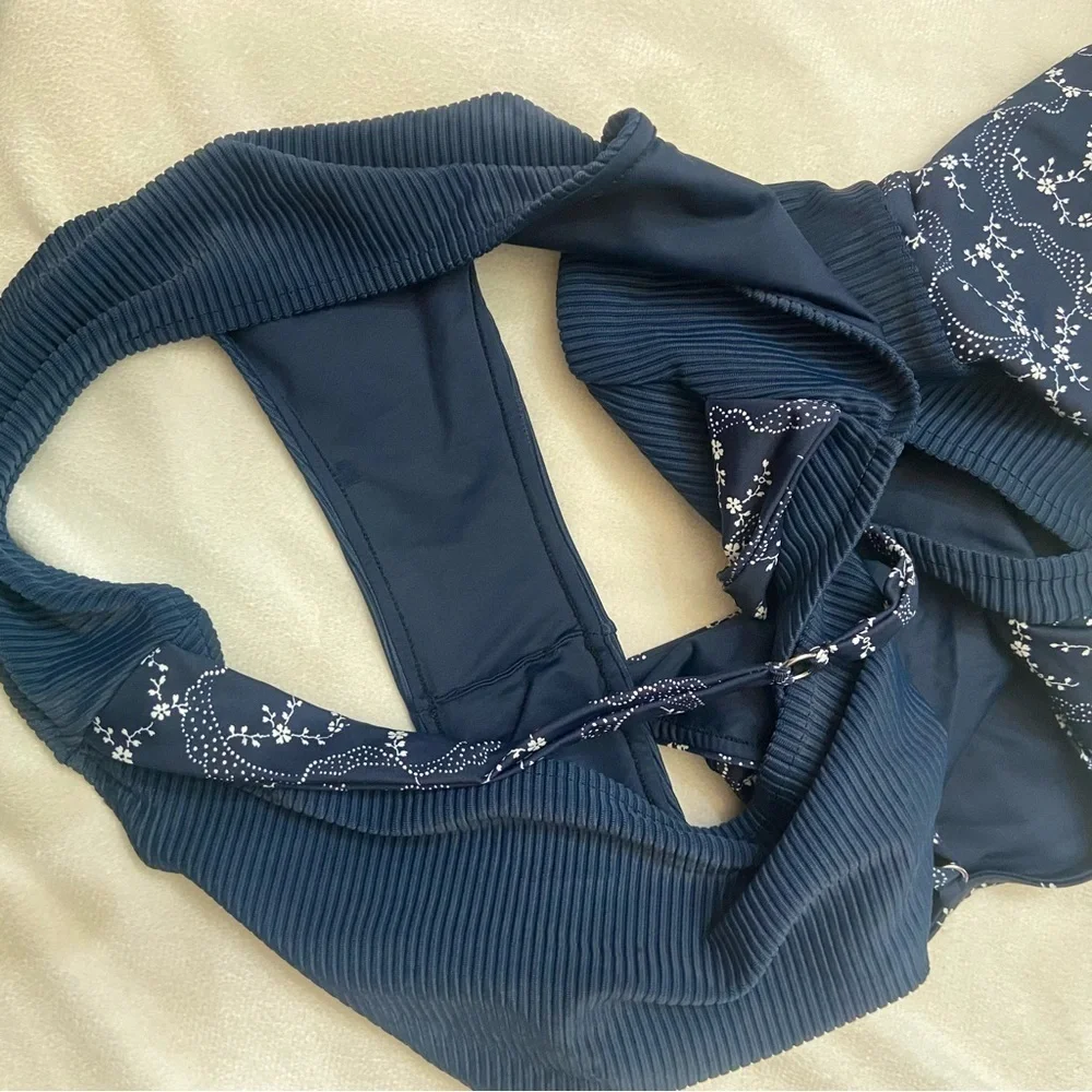 Frankie's Bikinis Navy Blue Floral One Piece